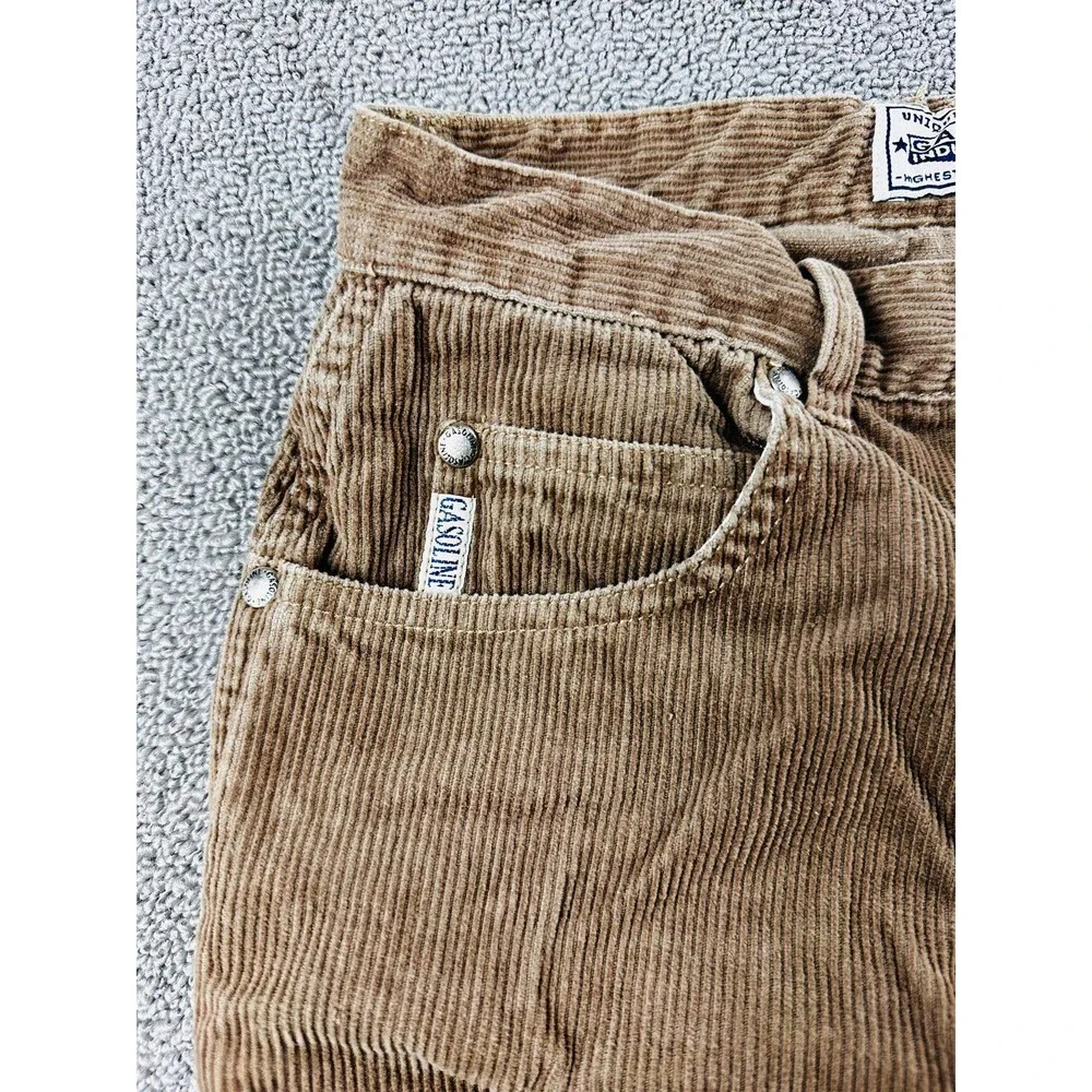 Vintage Gasoline Industrial Pants Women 14 Brown Corduroy Carpenter Hong Kong 90